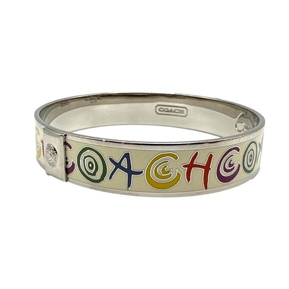 COACH Multi-color Shimmering Enamel Signature Bangle Bracelet - Picture 2 of 9